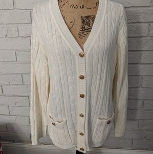 Cream knit cardigan with beautiful metal buttons